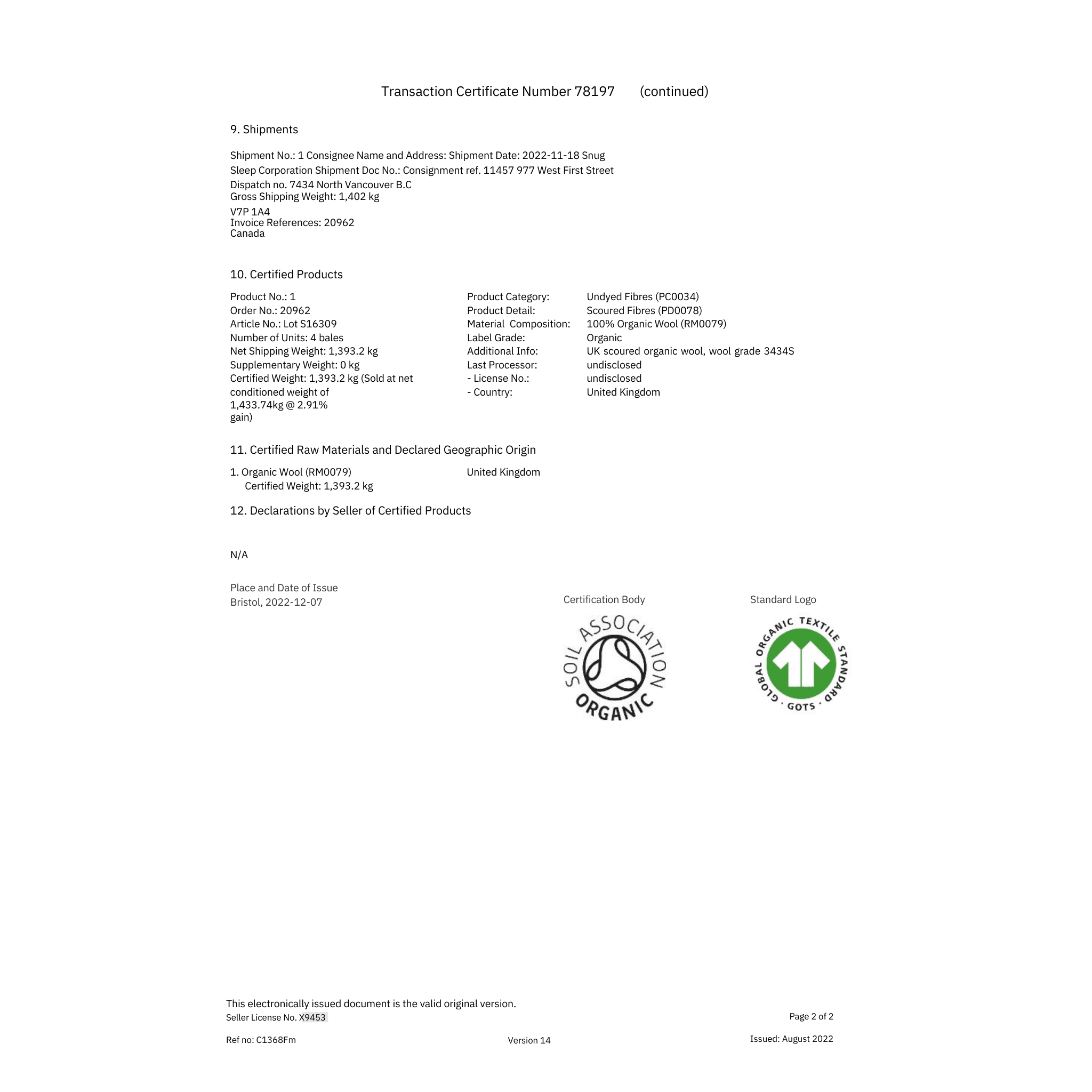 Heritage Organic Wool Duvet