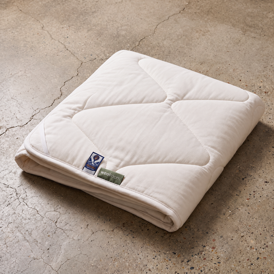 Folded Woolroom Classic wool duvet in the light weight